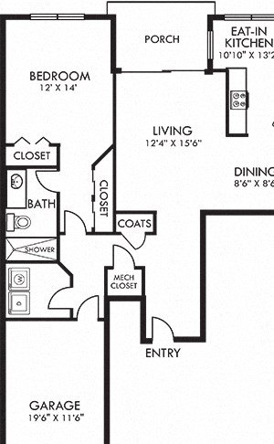 Autumn Hill With Attached Garage Autumn Hill + Attached Garage. 1 bedroom apartment. Kitchen with bartop open to living & dinning rooms. 1 full bathroom. Two closets in bedroom. Patio/balcony.
